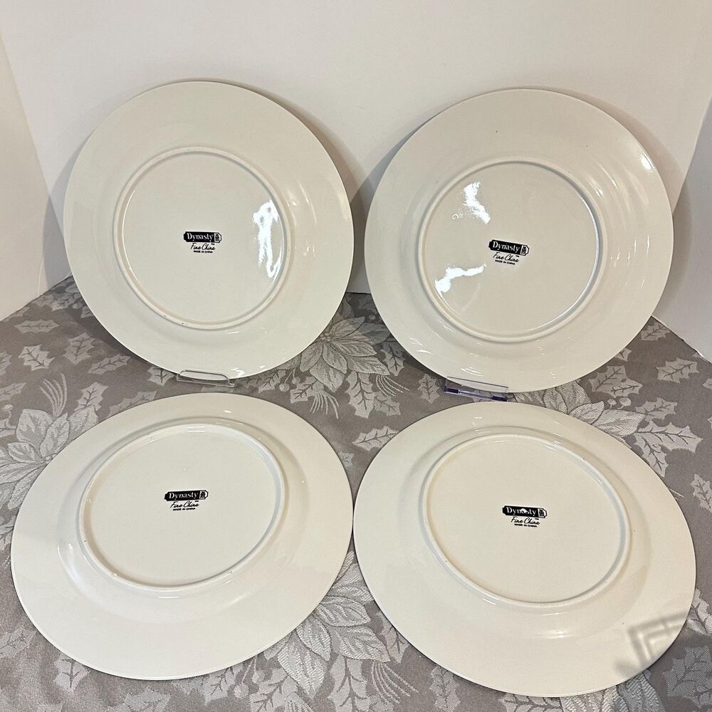 Dynasty Fine China Colleen 12 Piece Dinnerware Set 4 Dinner Bread Plates Bowls - Picture 6 of 16